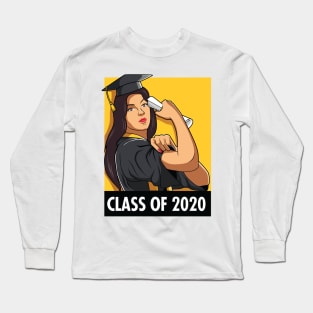 Retro Rosie The Riveter Class Of 2020 Graduation Gift Long Sleeve T-Shirt